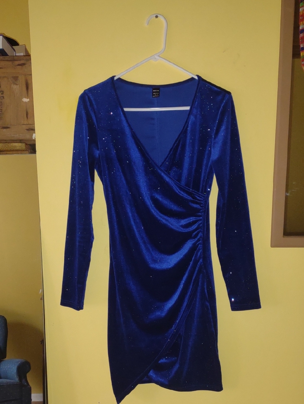 Royal Blue Velvet Long Sleeve Dress
